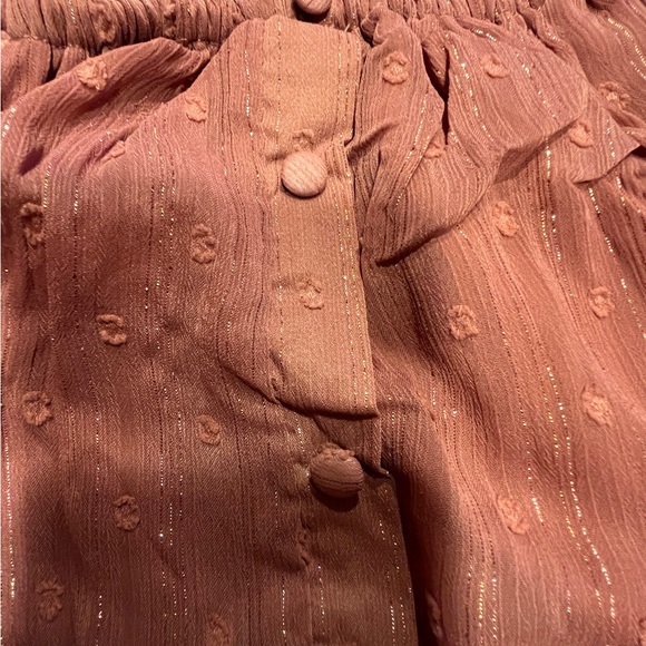 🤎❤️👚BY THE RIVER Anthropologie Rusty Rose Metallic Blouse Shirt Top NWT - Picture 5 of 12